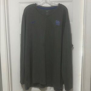Nike Men's Dark Gray Long Sleeve Tee with Blue Accents